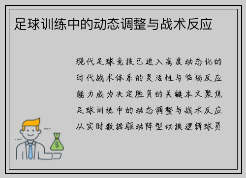 足球训练中的动态调整与战术反应